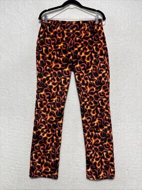Vintage Y2K Serious Red Flame Fire Pants Size 7 Women’s Velveteen